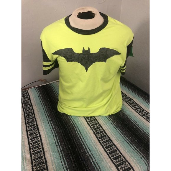 LEGO Other - Lego Batman Youth Large Graphic T Shirt Neon Green Gray Sleeves Bat Symbol